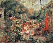 Pierre Renoir Young Girls in a  Garden in Montmartre oil painting picture wholesale